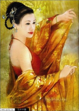 中国 Painting - 黄色い服を着た中国の乙女